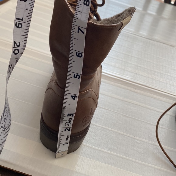 Brown leather lace up boots with knitted cuff detail by Coolway - Picture 15 of 16